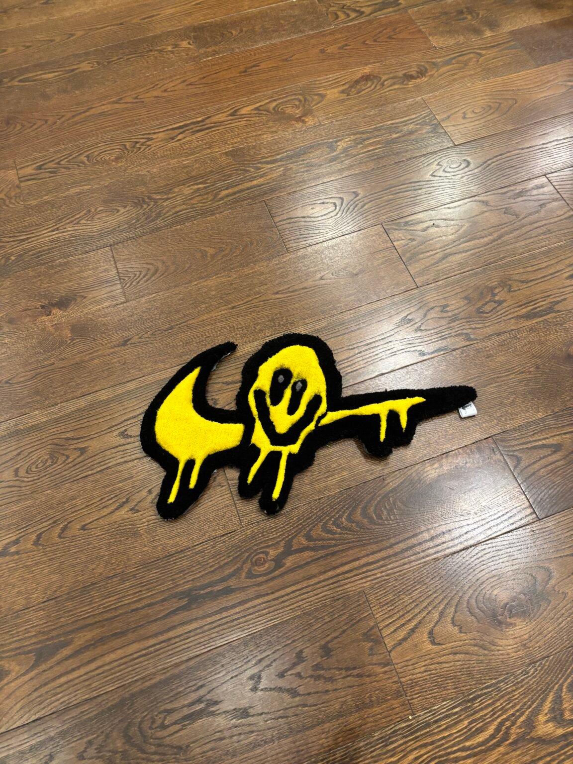 Hand-tufted custom rug laid out on the floor